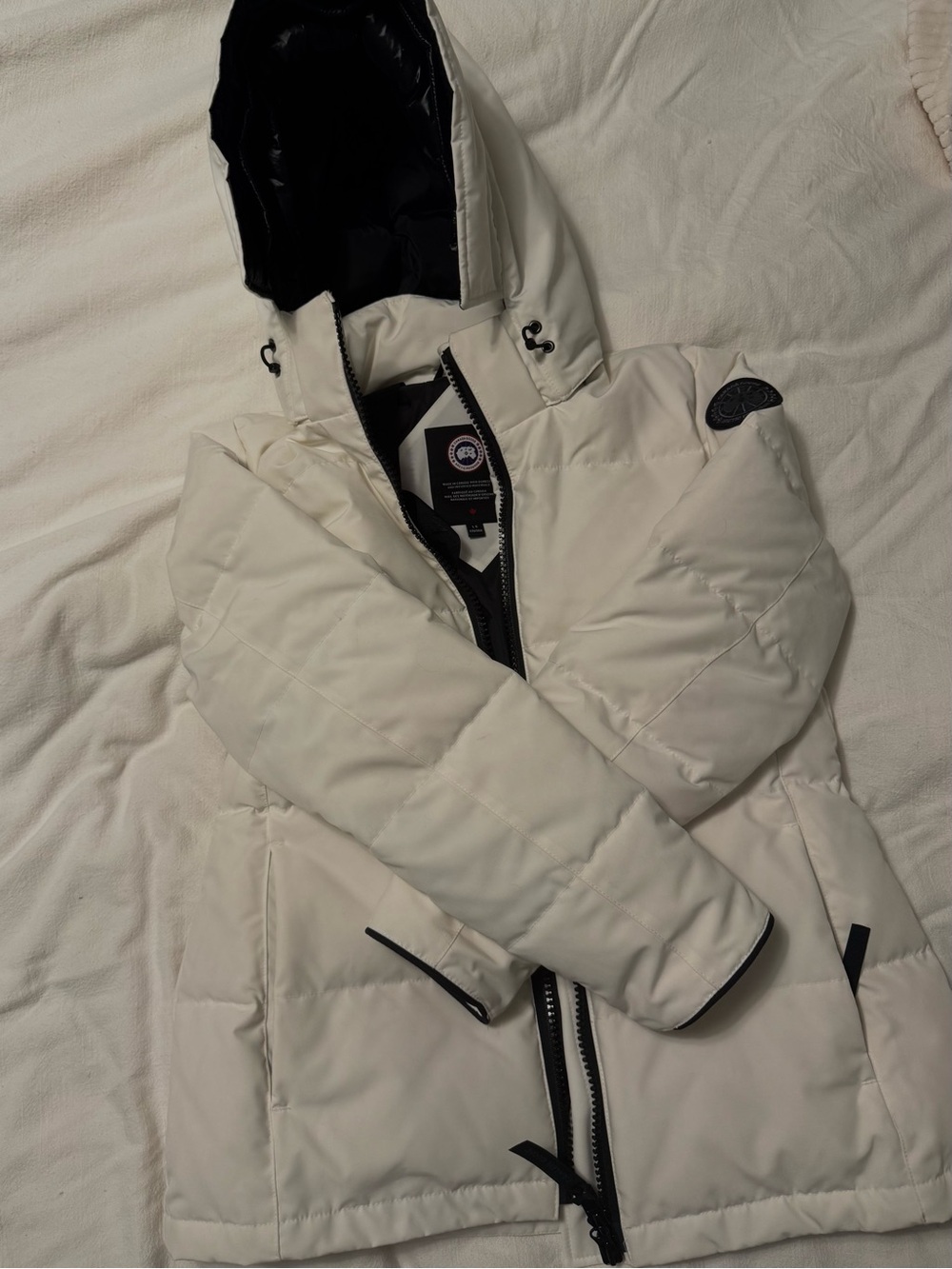 Canada Goose Women's Off-White Hooded Puffer Jacket